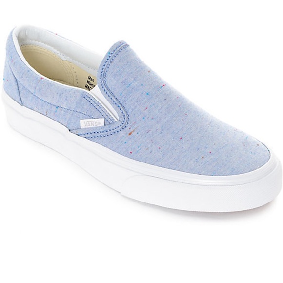 light blue van slip ons